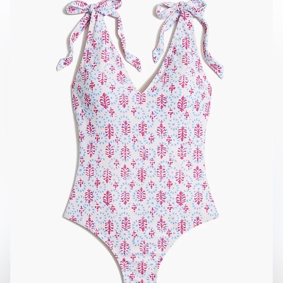 J. Crew printed tie shoulder One Piece Swimsuit size X-Large - Picture 1 of 6